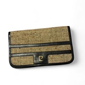 Vintage Pierre Cardin Woven leather trim Clutch bag 1970s